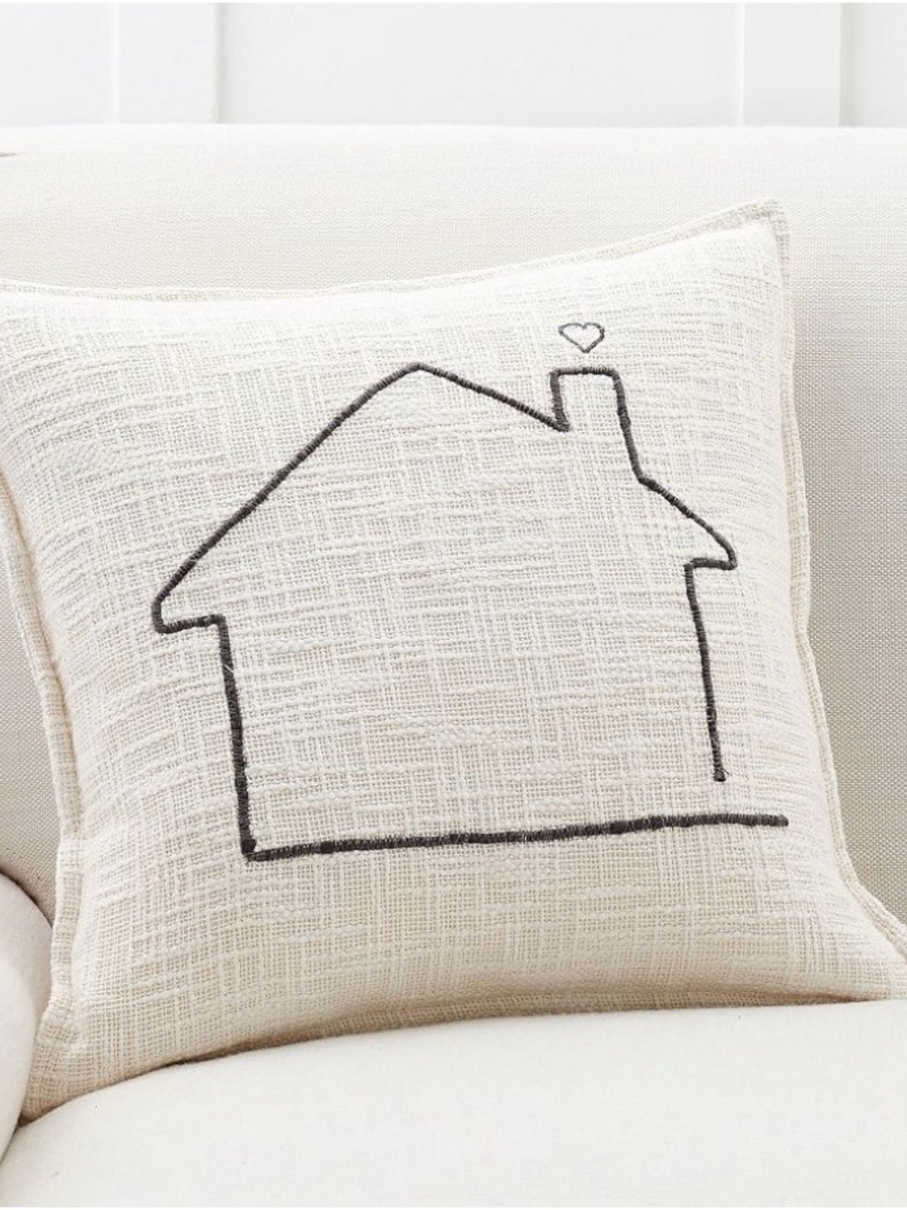 Pottery Barn Family Home Embroidered Pillow Cover 18” x 18” NWT